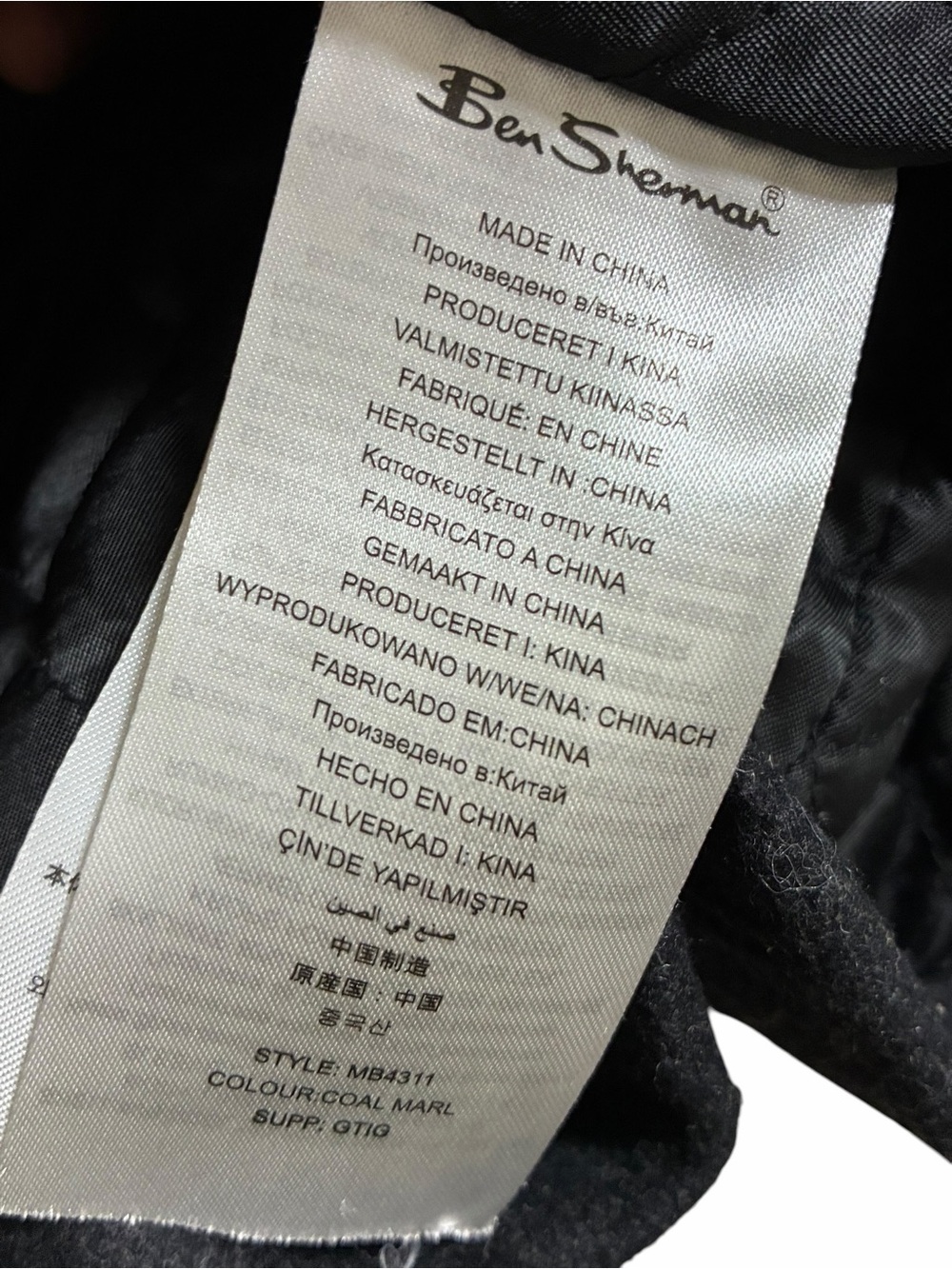 Ben Sherman Coat Large Wool Blend Black Jacket Quilted Lined Utility Pockets Men - Picture 12 of 14